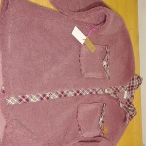 Simply Southern Mauve Cardigan with Plaid Details